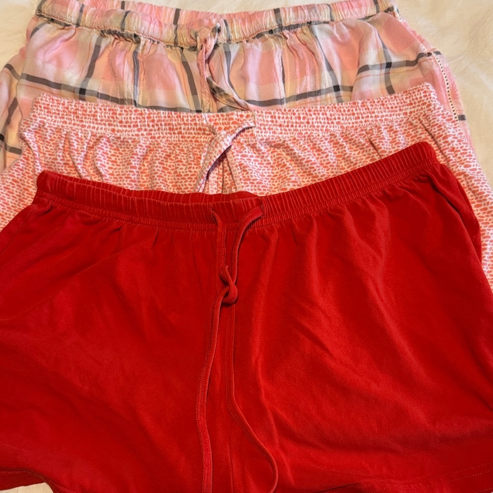 Women's Pajama Shorts bottoms only Red, Pink plaid and Print. Small